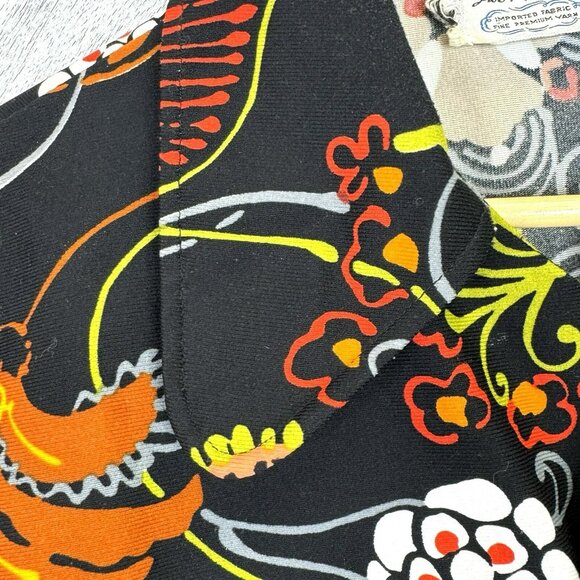 Vintage 60s Hawaiian Safari Style Shirt Cabana Floral Retro Mod Mens Medium - Picture 2 of 6